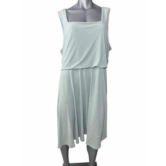 Lands' End Women's Dress Cupro Fit and Flare Sleeveless 3X Light Teal Green - Picture 1 of 10